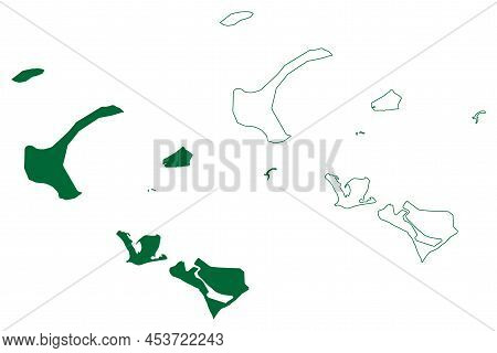 Turtle Islands (republic Of Sierra Leone, Salone, Atlantic Ocean) Map Vector Illustration, Scribble 