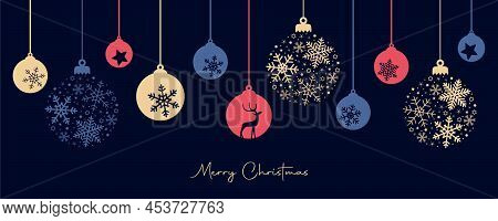 Merry Christmas Card With Hanging Ball Decoratoin