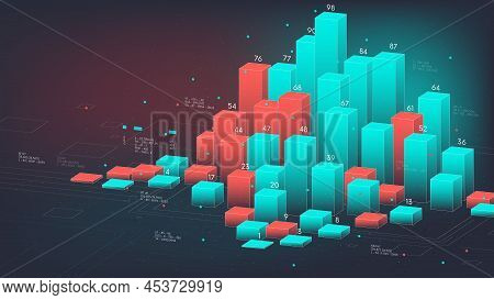 Business Financial Charts Column Graph With Percentage Infographic Element, Analytical And Statistic