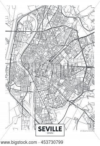 City Map Seville, Travel Vector Poster Design