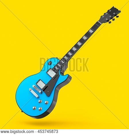Electric Acoustic Guitar Isolated On Yellow Background.