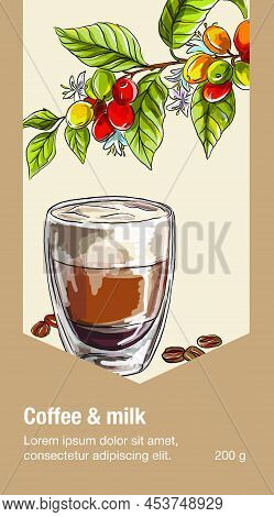 Banner Of Coffee With Milk Which Can Be Used For Menu Books And Cafe Promotions. Graphic Style Eleme