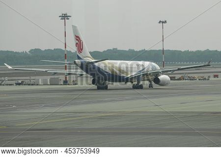 Milan, Italy - September 29, 2017: Airbus A330-200 (b-6076) Of Air China Airline On The  Airfield Of