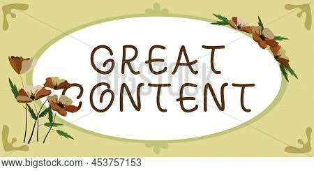 Writing Displaying Text Great Content. Business Showcase Satisfaction Motivational Readable Applicab