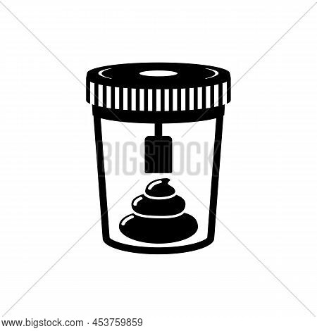 Stool Analysis Black Icon. Stool Test Icon. Medical Sample In A Glass Tube. Silhouette Laboratory Co
