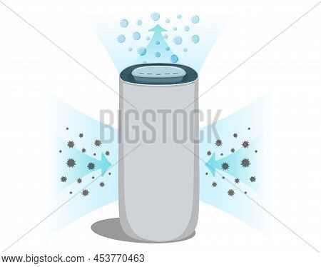 Flat Vector Air Purifier Isolated On A White Background Of The Illustration Icon. A Device For Clean
