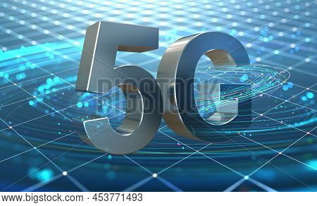 5g Mobile Technologies. Internet Communication And Data Transmission. 3d Illustration Of High-tech H