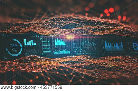 Hud Interface And Global Network. 3d Illustration