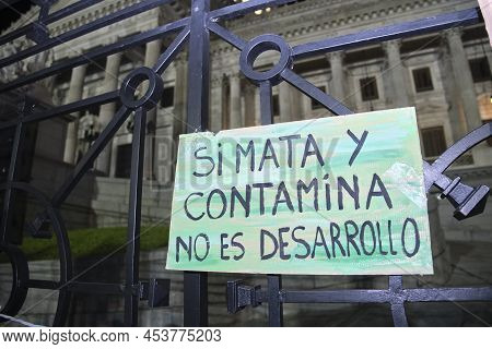 Buenos Aires, Argentina; April 22, 2022: Earth Day Demonstration, Environmentalist Poster With The T