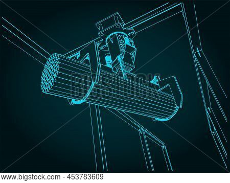 Overhead Crane With Bunching Grab Close Up