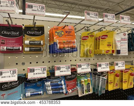 Grovetown, Ga Usa - 04 15 22: Retail Store Lip Treatment Chapstick Section And Prices