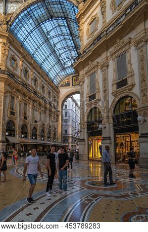 Milan, Italy - August 22, 2021: View From Inside The Vittorio Emanuele Ii Gallery In Milan