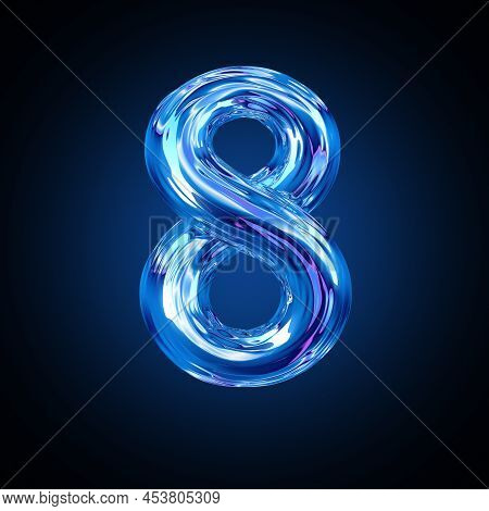 Number 8. Abstract Shape. Infinity Symbol. 3d Generated Image. Black Background.
