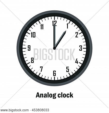 Analog Clock Time. 01-00. With White Background. Vector