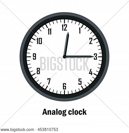 Analog Clock Time. 12.00. With White Background. Vector