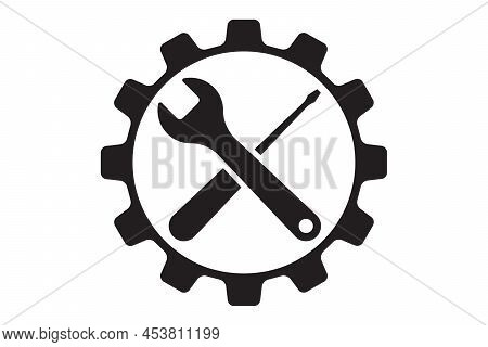 Setting Icon Vector With Work Cog Gear Element. Cogweel Mechanism Symbol For Engine Concept Or Web I