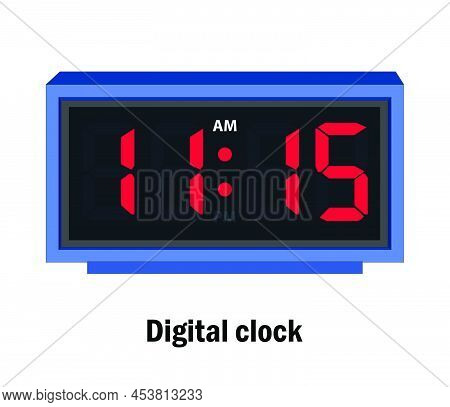 Digital Clock Time. 11.15, P.m Vector. With White Background