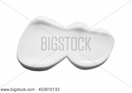 Cream Texture Swatch Swirl Smear With Shadow Isolated. Facial Creme, Foam, Gel Or Body Lotion Skinca