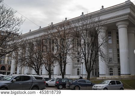 Skopje - North Macedonia - December 2018: View Of Mepso Building ( Macedonian National Electroenerge