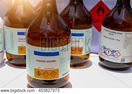 Sulfuric Acid In Bottle, Chemical In The Laboratory And Industry