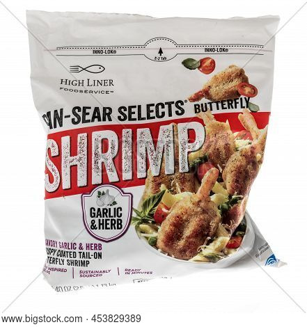 Winneconne, Wi -23 April 2022: A Package Of High Liner Foodservice Pan Sear Selects Butterfly Shrimp