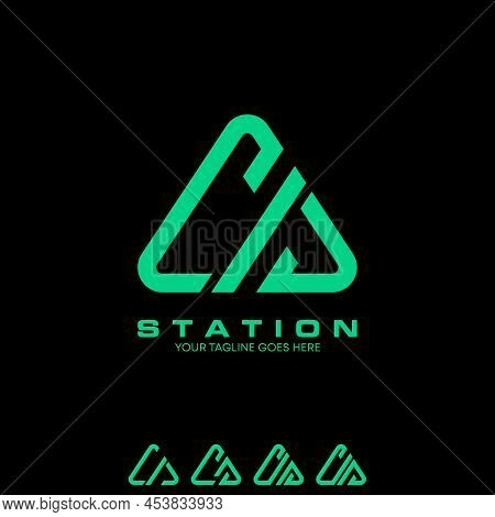 Letter Or Word Cid Line Font In Cutting Triangle Image Graphic Icon Logo Design Abstract Concept Vec