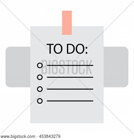 Piece Paper To Do. Plan Concept. Business Concept. Flat Design. Vector Illustration. Stock Image.