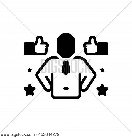 Black Solid Icon For Proudly Arrogantly Haughtilyhonor Pride Compliment Feedback Person