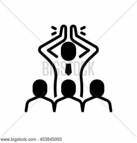 Black Solid Icon For Encourages Boost Inspire Conference Inspiration Motivation Incentive Stimulus F