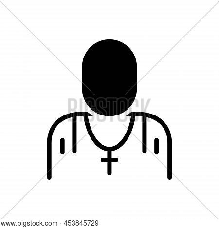 Black Solid Icon For Priest Christian-monk Monk  Father Religion Clergyman Chaplain Presbyter Cleric