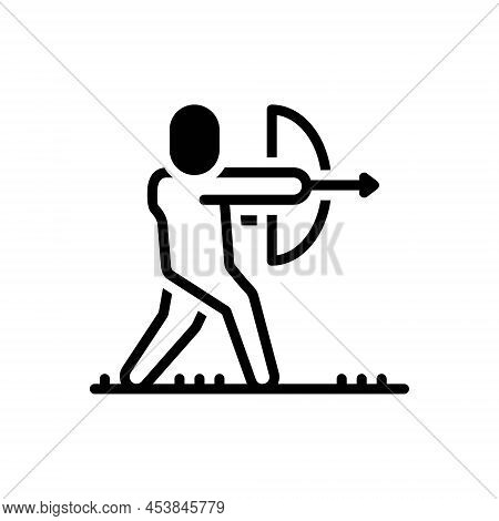 Black Solid Icon For Hunting Ancient-wooden-bow Trapping Stalker Trapper Fowler Hunter Poaching Vene