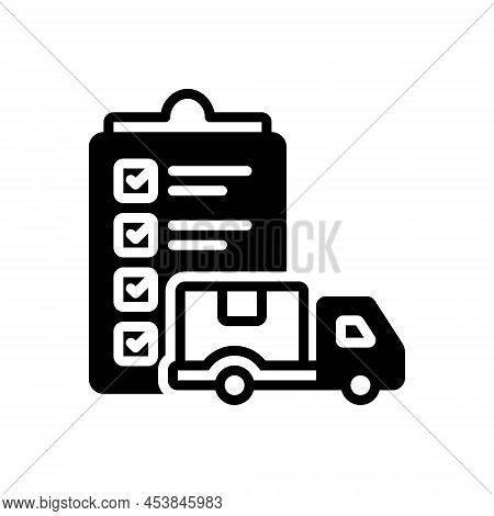 Black Solid Icon For Dispatch Delivery Fast Shipment Express Cargo Vehicel Transport Distribution Go