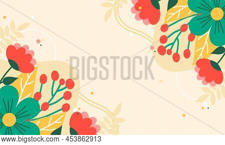 Abstract Floral Spring Yellow Background Flat Design