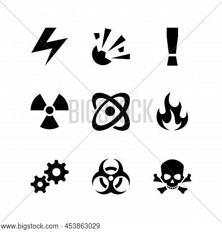 Set Of Dangerous Radiation Warning Icon Flat Design