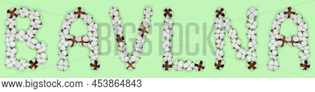 Word Bavlna From Slovak Or Czech Language Means Cotton, Made Of Cotton Flowers. Concept Of Organic R