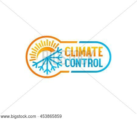 Climate Control, Thermometer, Sun And Snowflake, Logo Design. Plumbing, Heating And Cooling, Vector 