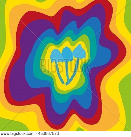 Colorful Psychedelic Mushrooms.