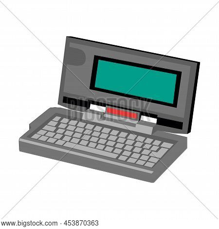 Old Computer Unit With A Monitor On A White Background In Eps 10