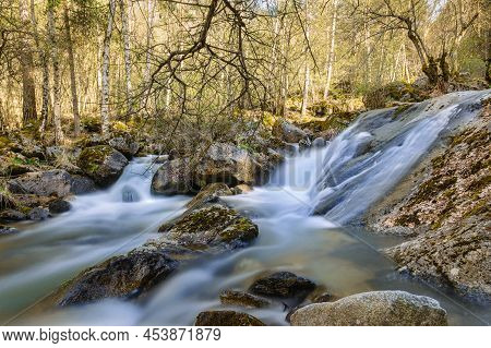 Waterfall At Madriu Perafita Claror Valley In Andorra,unesco World Heritage Site