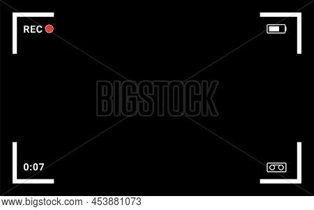 16x10 Video Camera Frame. Camcorder Ui Overlay. Videocamera Frame With Record Indicator.