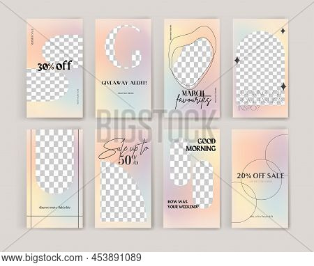Design backgrounds for social media banner. Set of instagram stories frame templates.Vector cover. Mock up for personal blog or shop.Layout for promotion.Endless square puzzle layout