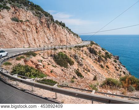 Mountain Serpentine Road Along Mediterranean Sea. Demre Finike Yolu Road . Turkey.