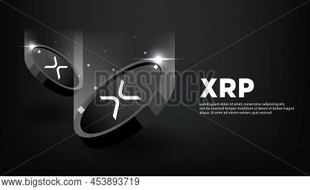 Ripple Coin Or Xrp Coin Banner. Xrp Coin Cryptocurrency Concept Banner Background.