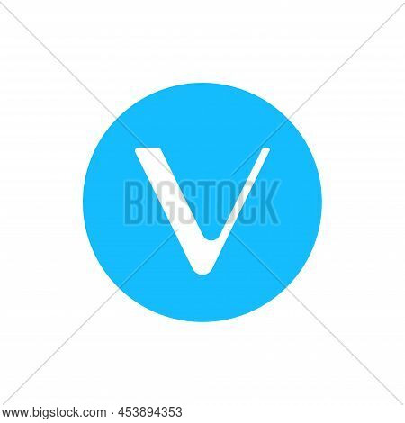 Vechain Coin Icon Isolated On White Background. Vet Crypto Currency Vector.