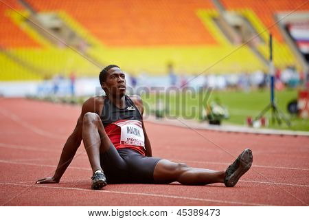 มอสโก - 11 jun: Christian Malcolm (UK) ที่สนามกีฬาแกรนด์ของลุจนีกีโอลิมปิคคอมเพล็กซ์ใน Int