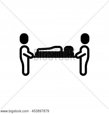 Black Solid Icon For Bodies Corpse Stretcher Patient Dead-body Cadaver Carcase Defunct