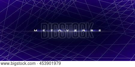Metaverse Abstract Background With Perspective Grids In The Different Dimensions, Virtual Cyber Spac
