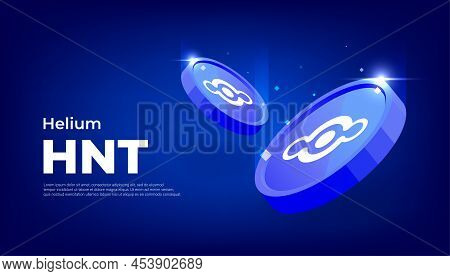 Helium (hnt) Coin Banner. Hnt Coin Cryptocurrency Concept Banner Background.