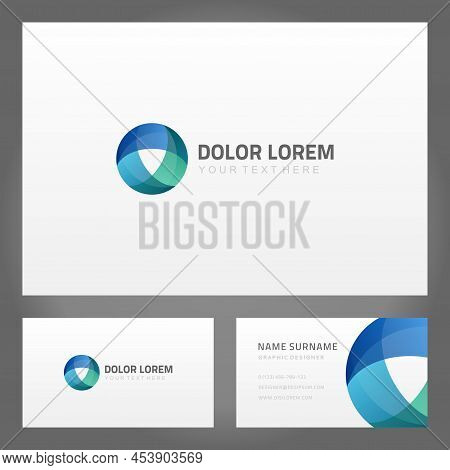 Multicolored Stylish Global Ring Cyber Molecule Business Card Template Set Decorative Design Vector 