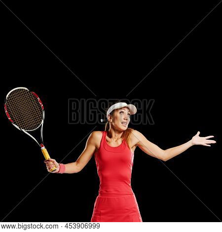 Young Active Sporty Woman Taking Part In Tennis Competition